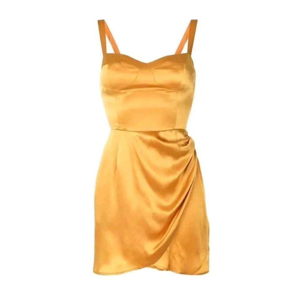 NWT Reformation Fonda Silk Mini Dress Ochre Yellow Bustier Ruched Size 8